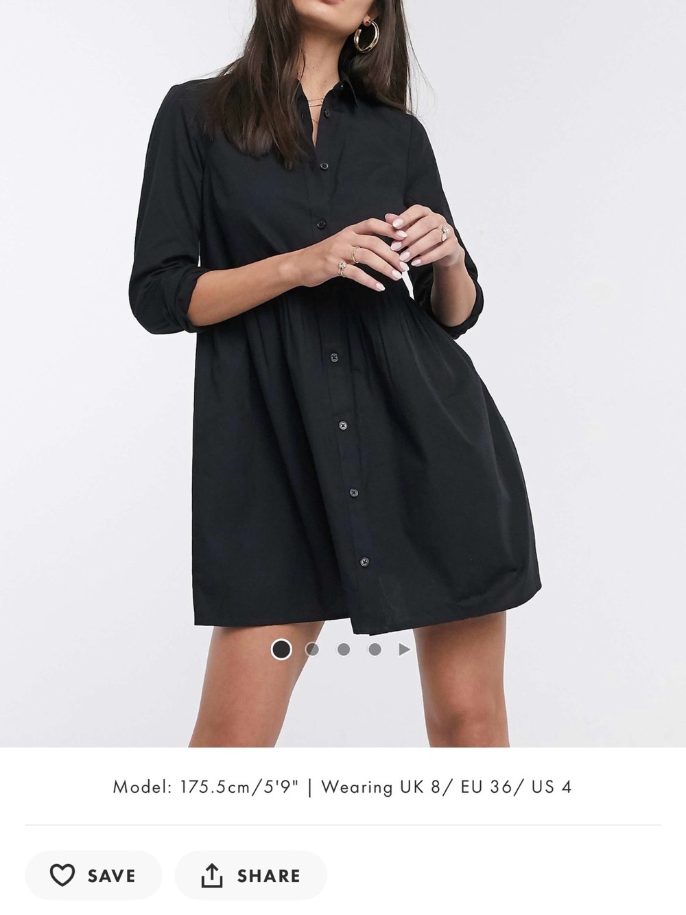ASOS Black Button-Front Shirt Dress